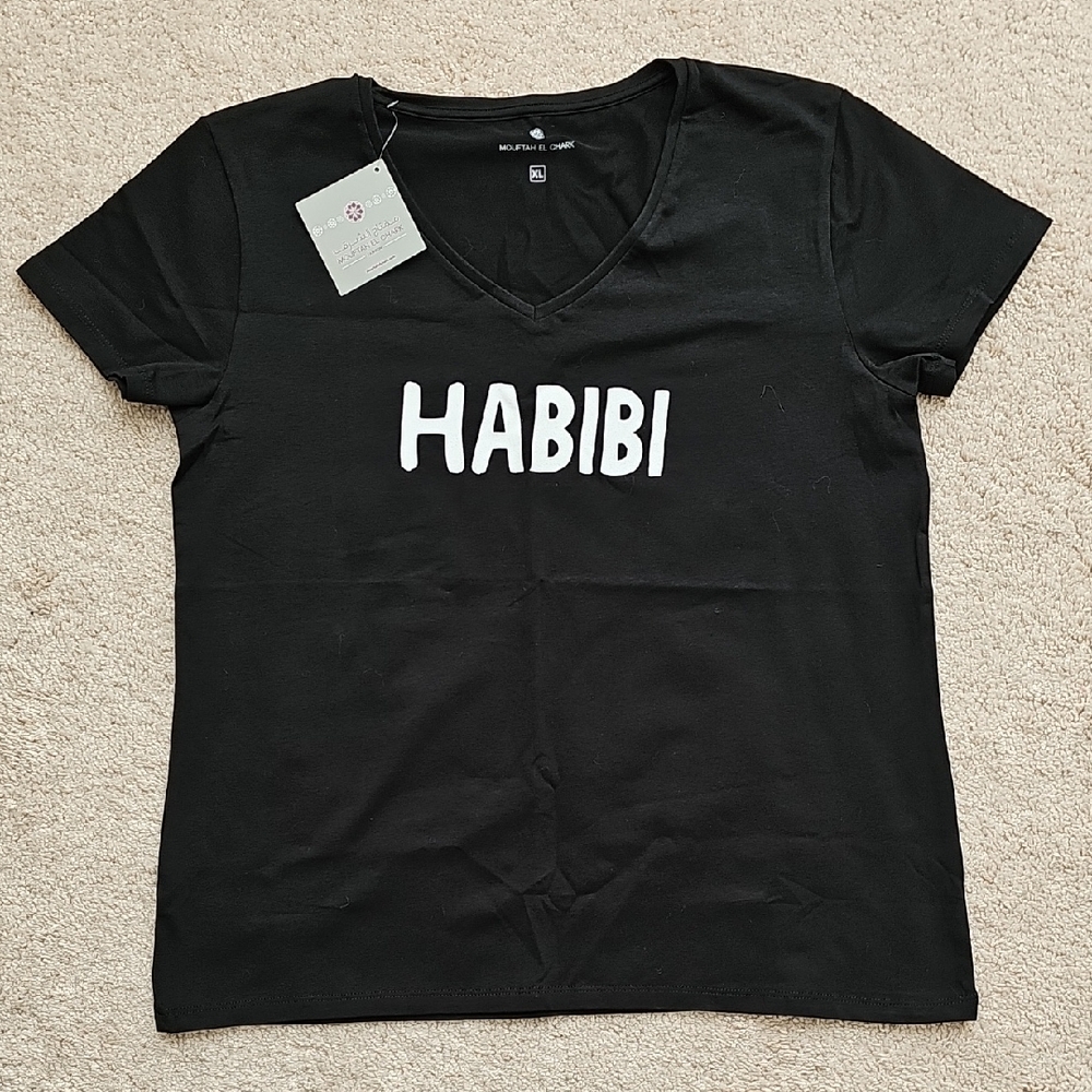 LAST CALL- Black 'Habibi' Women's T-Shirt, Size X-Large, NWT